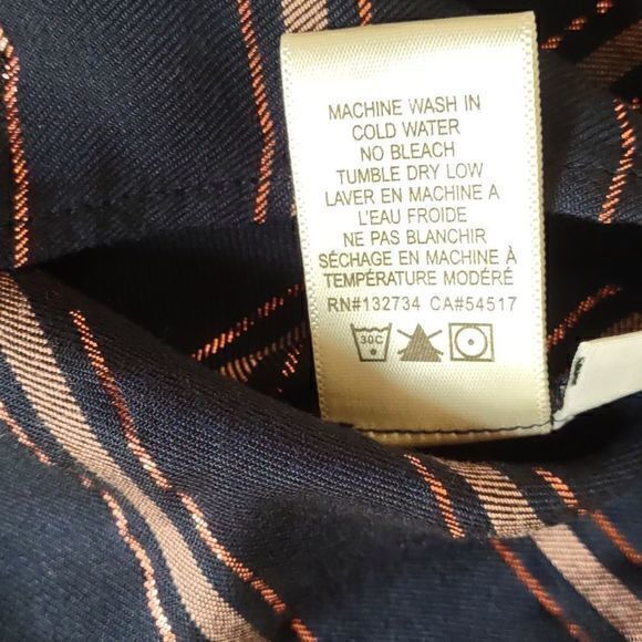 Bella Dahl Shimmer Stripe Tie Waist Open Collar Button Up Blouse Sz L - Picture 15 of 15